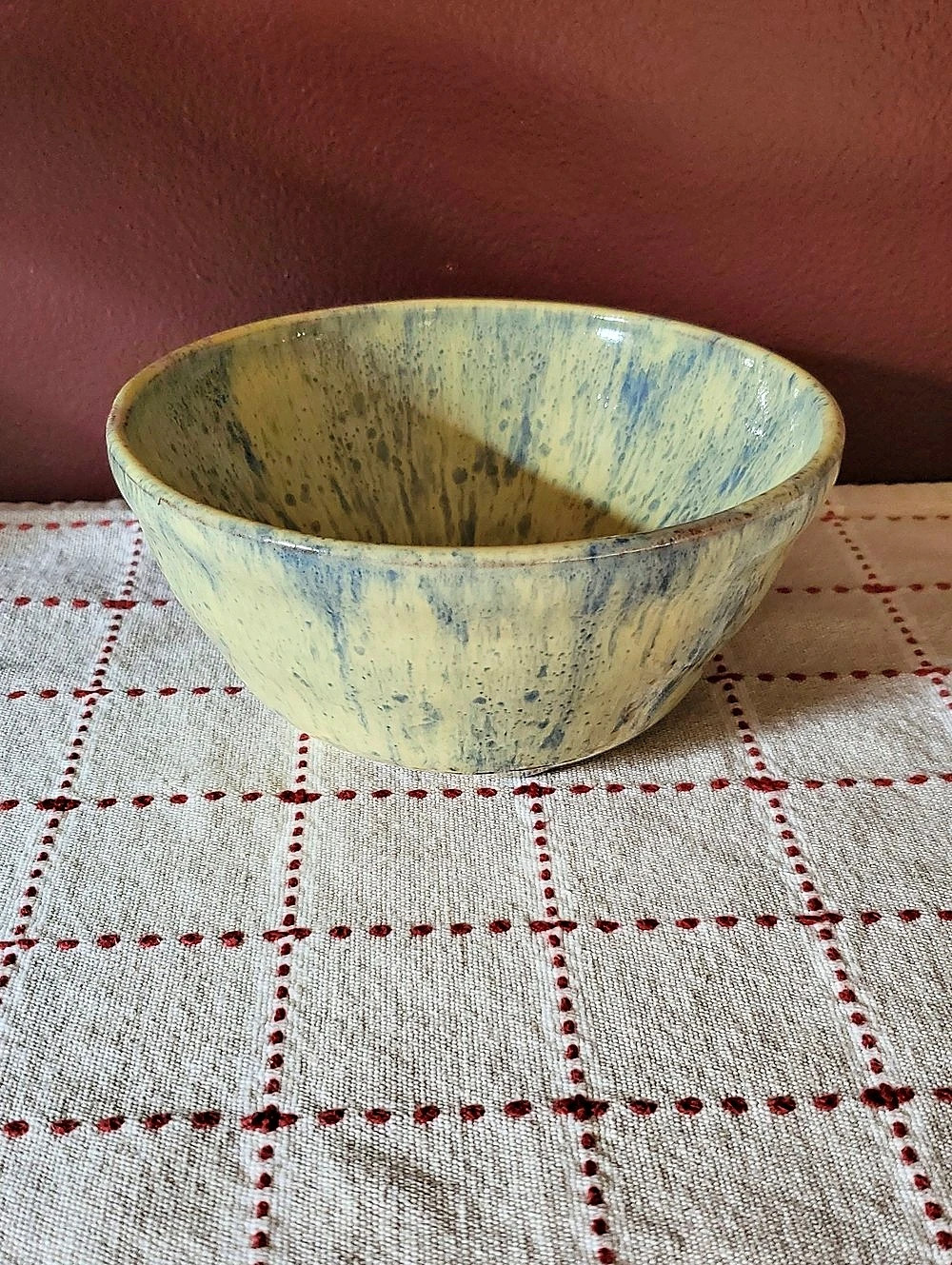 Handcrafted Ceramic Bowl in Yellow & Blue